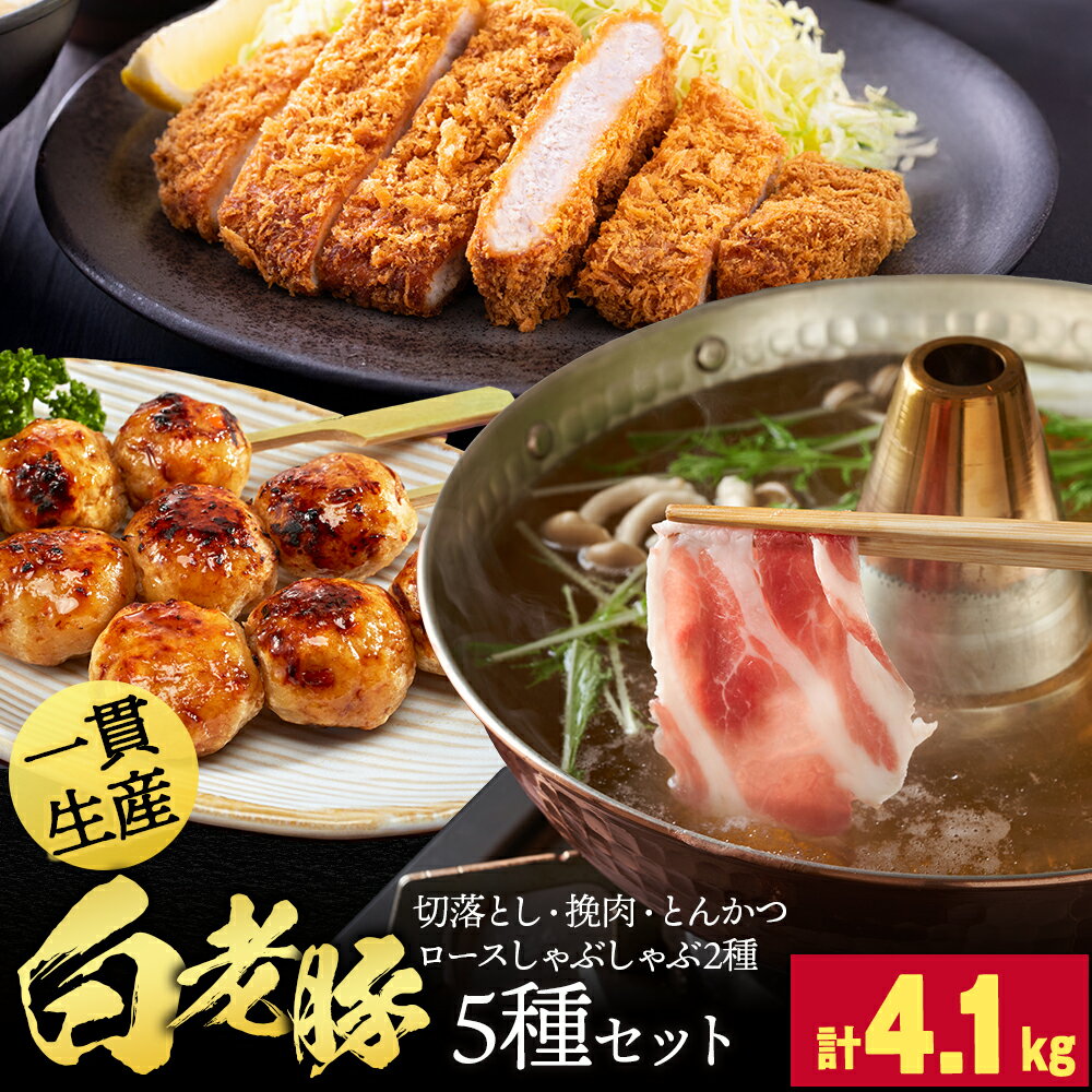 【ふるさと納税】北海道産 白老豚 5種セット 合計4.1kg BV098ブランド豚 豚肉 白老豚 肩ロール 挽肉 ミンチ 切り落とし しゃぶしゃぶ とんかつ 白老 北海道 北海道ふるさと納税 白老 ふるさと納税 北海道