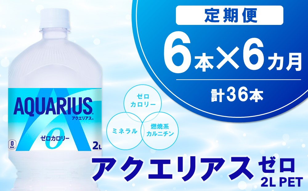 【6か月定期便】アクエリアス ゼロ PET 2L(6本×6回)【アクエリ スポーツ飲料 夏バテ予防 水分補給 ダイエット 2L 2リットル ペットボトル ペット スポーツ イベント】C2-J090324