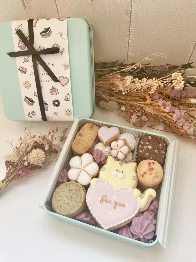 【studio chaleur+】可愛いトラネコ♡のクッキー缶 | クッキー クッキー缶 クッキーボックス クッキーBOX cookie お菓子 缶 詰め合わせ アソート スイーツ 洋菓子 猫 ネコ 