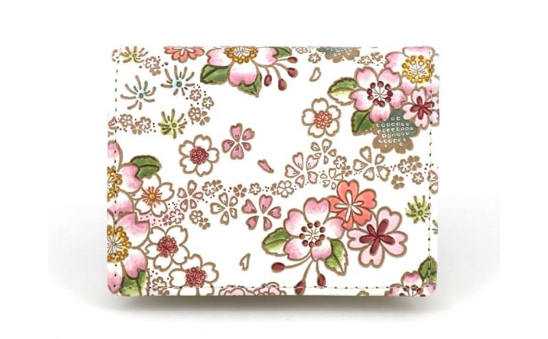 【文庫屋大関】箱まち小銭入れ かすみ桜【皮革工芸品】 革製品 工芸品 民芸品 牛革 財布 小銭入れ 小物入れ お祝い ギフト プレゼント 墨田区 東京都