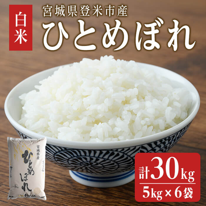 【ふるさと納税】＜令和7年度産＞ ひとめぼれ 30kg (5kg×6袋) 和紙袋仕様 お米 おこめ 米 コメ 白米 ご飯 ごはん おにぎり お弁当 【ライス宮城株式会社】tm300