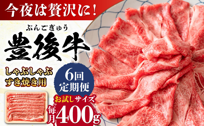 
            【全6回定期便】おおいた豊後牛 しゃぶしゃぶすき焼き用（肩ロース・肩バラ・モモ）400g 日田市 / 株式会社MEAT PLUS 牛肉 おおいた豊後牛 おおいた 豊後牛 黒毛和牛 スライス しゃぶしゃぶすき焼き しゃぶしゃぶ すき焼き 和牛 [AREI063]
          