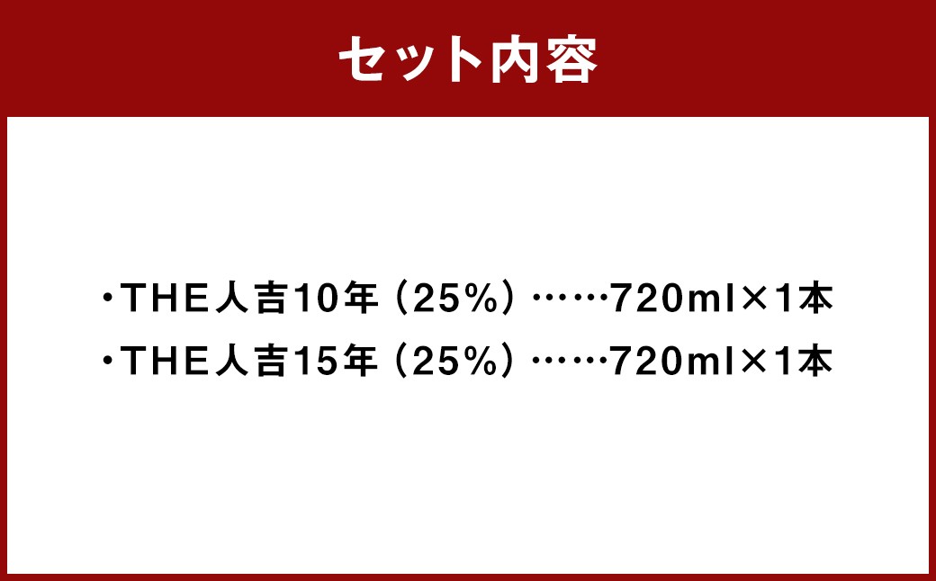 「THE人吉10年」 ＆ 「THE人吉15年」 飲み比べセット 720ml 計2本
