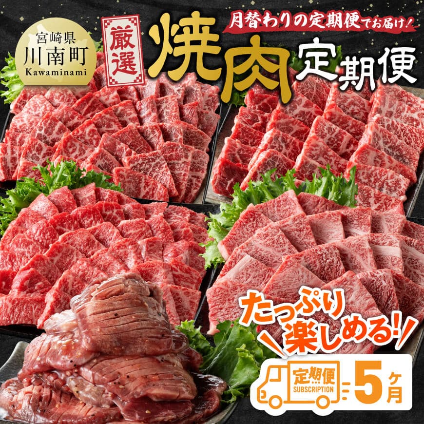 【5ヶ月定期便】厳選焼肉定期便　牛肉 宮崎牛 焼肉[D11106t5]