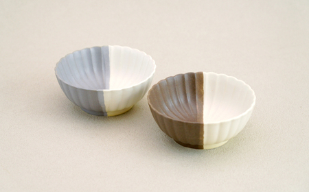 【波佐見焼】花しのぎ 小鉢 ペア ハーフカラー 栗・グレー【団陶器】[PB184]