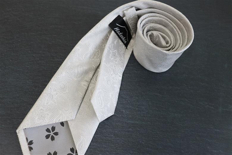 【Hadashin】フォーマルネクタイ ブラック＆シルバー 2本セット ペイズリー