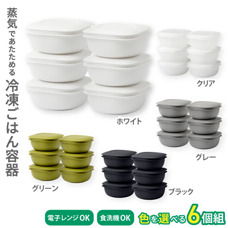 【ふるさと納税】蒸気であたためる冷凍ごはん容器　6個組【5色から好きなカラーを選べる】/ 奈良県 葛城市 容器 プラスチック ライクイット 冷凍ご飯 ザル型【like092】