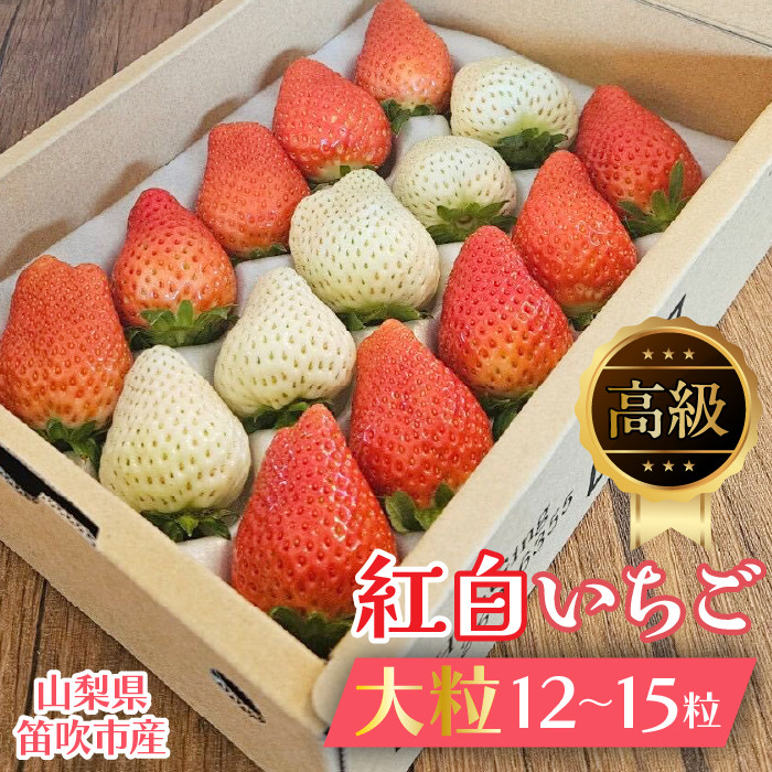 
            【山梨県笛吹市】贈答用 紅白いちご大粒12～15粒入り一箱 164-001-26y
          