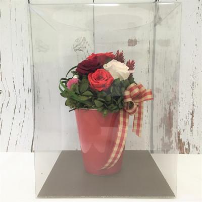 ふるさと納税 釧路町 プリザーブドフラワー アレンジメント 赤色のバラ(パール付)＜老舗の花屋さんの手づくり/ギフト用＞ |  | 01