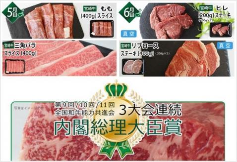 宮崎牛豪華バラエティ 計4.6kg（6か月定期便）（36-201）