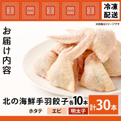 ふるさと納税 岩見沢市 北海道産鶏肉を使った海鮮手羽先餃子【北の海鮮手羽ぎょうざ】30個セット(10個×3種)配送地域限定 |  | 03