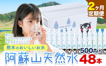 【2ヶ月定期便】水 熊本 の おいしい お水 阿蘇山 天然水  500ml × 48本 2ケース 定期便 あり 丸富産業《お申込み月の翌月から出荷開始》熊本県 御船町 水 天然水 みず 熊本