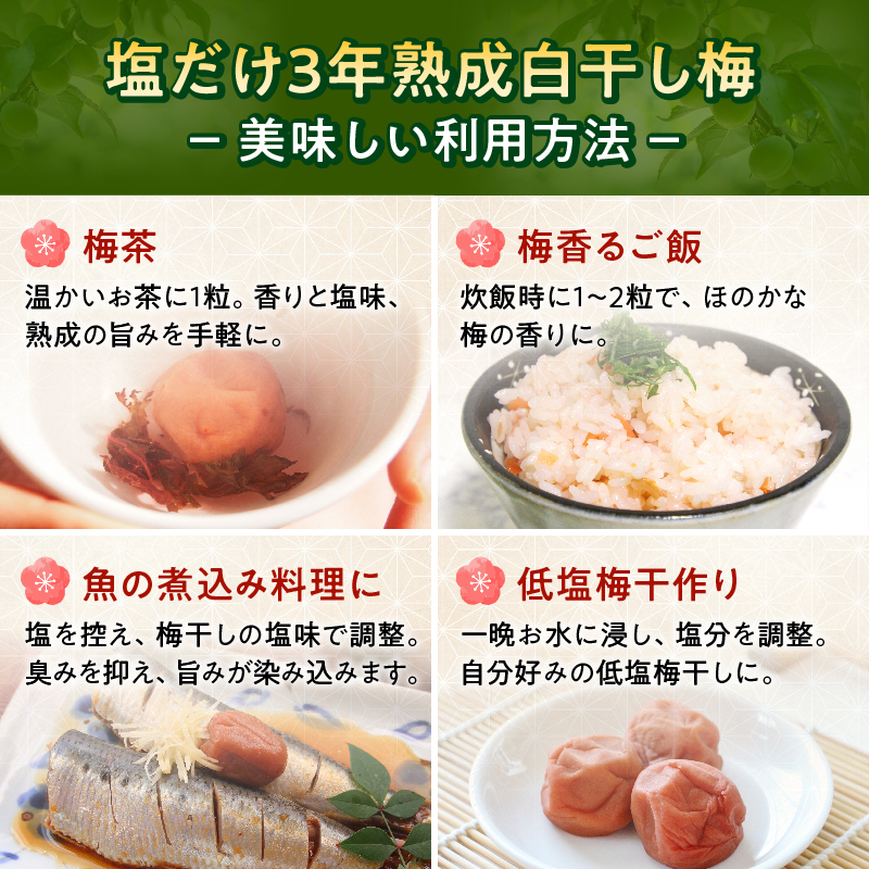訳あり 昔ながらの梅干し 3年熟成品 塩分20％ 約800g_KS1003