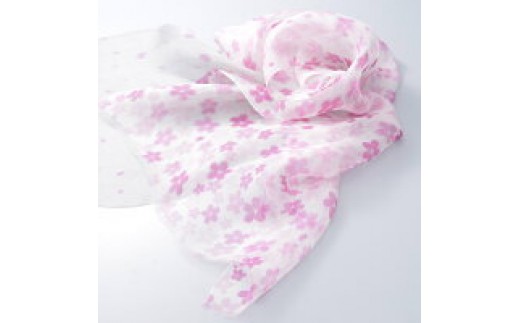 高級純国産富岡シルク100％ オーガンジーストール 「SAKURA」＜ピンク＞ 富岡シルク プレミアムストール ピンク 春繭 シルク 絹 ストール ギフト 贈り物 国産 F21E-392