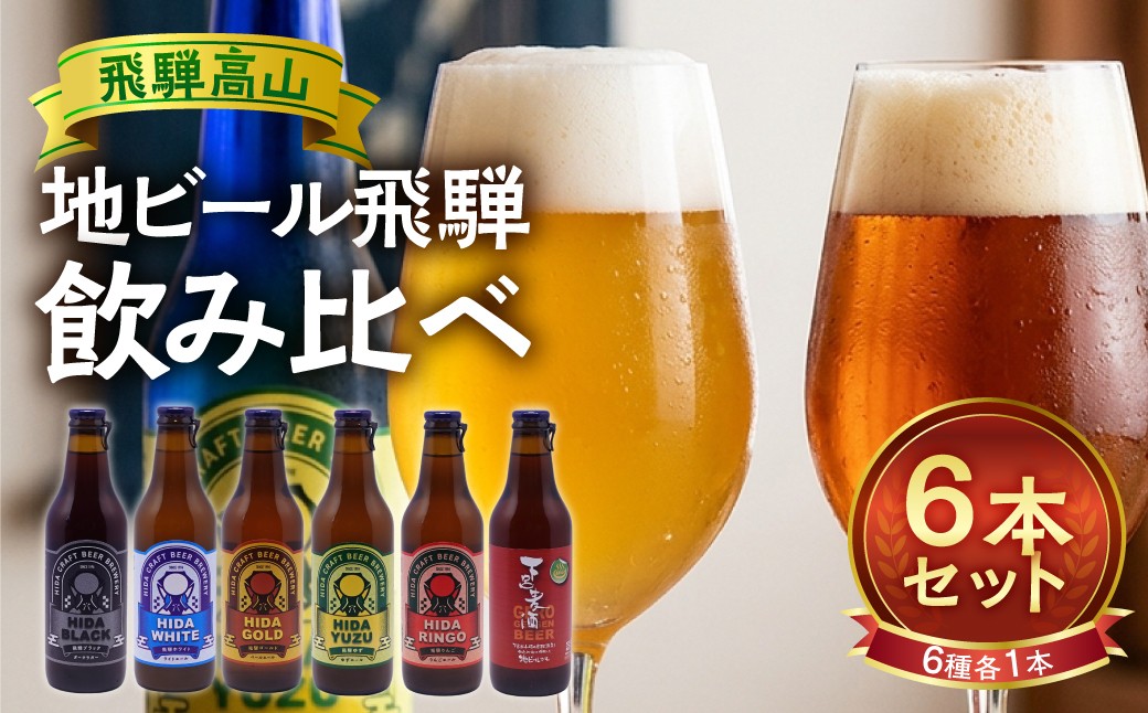 
                  飛騨の地ビール 飲み比べ 6本セット（6種×各1本） | ビール 地ビール クラフトビール エール ラガー フルーツビール 発泡酒 下呂麦酒 ホワイト ブラック 飛騨高山 地ビール飛騨 HM020VP
                