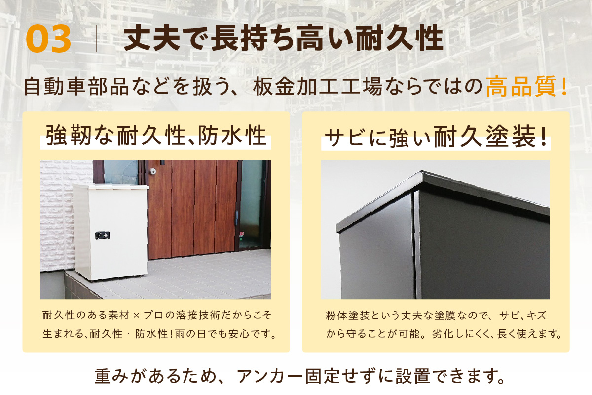 宅配ボックス　大容量【据え置き型鍵付き】クリーム