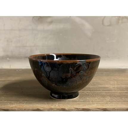 井上祐希作 天目銀滴飯碗（中）井上萬二窯 お茶碗 ドリッピング 作家 ご飯茶碗 一点もの ごはん茶碗 ろくろ 和食器 食器 うつわ 器 手作り アート 天目 35000円 3.5万円 ae007