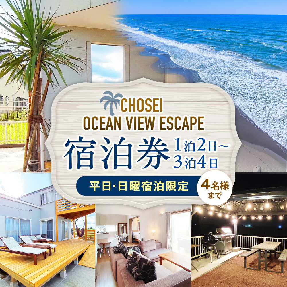 【ふるさと納税】 Chosei Ocean view Escape素泊まり宿泊券（4名様まで）【平日・日曜宿泊限定】 | ヴィラ コテージ ペンション ホテル オーシャンビュー 宿泊券 カヤック BBQ バーベキュー 千葉県 長生村