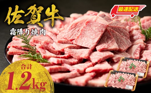 【最速配送】中山牧場 佐賀牛霜降り焼肉 1.2kg（600g×2パック） ／ バーベキュー BBQ 牛肉 肉 お肉 佐賀牛 赤身 霜降り モモ ウデ 肩ロース カルビ 焼き肉 焼肉セット A5 A4 a5 a4 黒毛和牛 ブランド牛 国産 佐賀県 玄海町 冷凍
