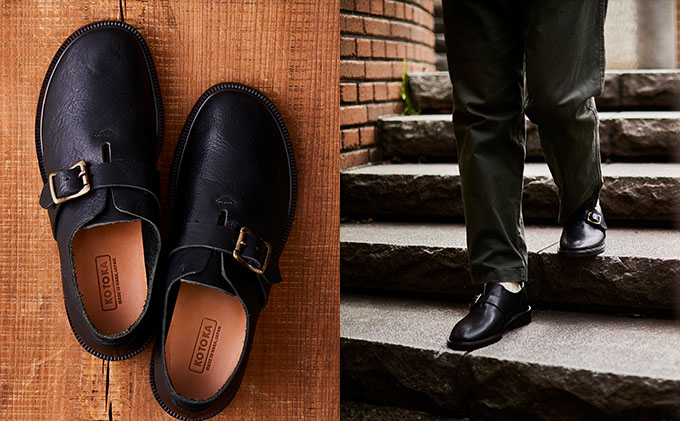 KOTOKA　 一枚革モンク　ブラック　 メンズ　25.0cm