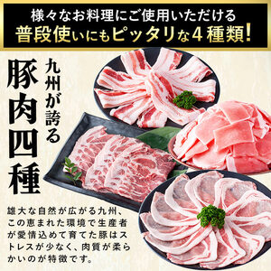 【数量限定】小分け・真空パック!九州産豚肉4種セット＜計4.5kg(計14P)＞豚肉 豚 ロース バラ モモ ウデ 肩ロース バラエティ 詰め合わせ セット 訳あり a6-050