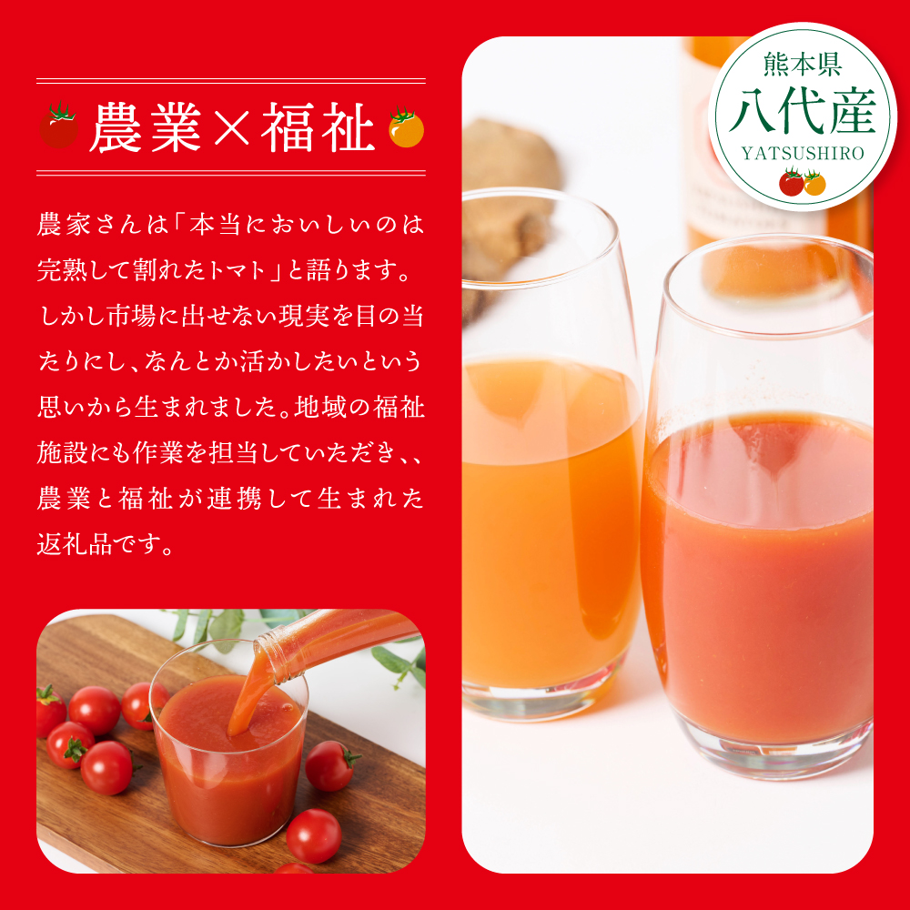 八代産完熟ミニとまとジュース 720ml（赤） 500ml（白） 2本セット トマト ミニトマト 完熟 ジュース 飲料 野菜 熊本県 八代市_イメージ3