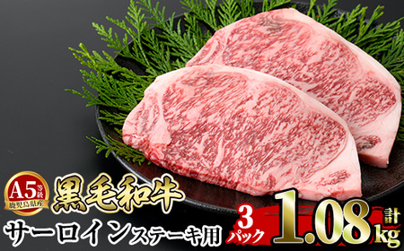a853-C ＜期間限定！合挽ハンバーグ付＞≪A5等級≫鹿児島県産黒毛和牛サーロイン2枚入り(3P計1.08kg) 【水迫畜産】姶良市 国産 牛肉 サーロインステーキ ステーキ ステーキ肉 和牛