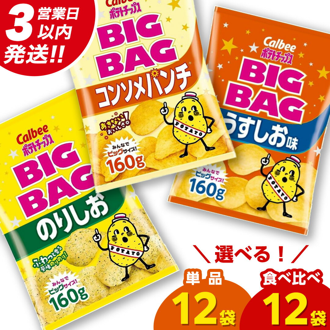 【ふるさと納税】 【最短3営業日！スピード発送】 カルビー ポテトチップス BIGBAG 160g うすしお ・ のりしお ・ コンソメパンチ ポテチ お菓子 おかし 大量 スナック おつまみ ジャガイモ じゃがいも まとめ買い 数量限定 定期便