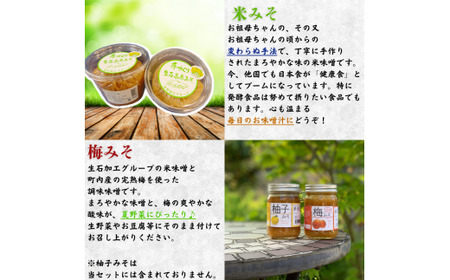 【手作り・無添加】「ふるさとの愛情詰め合わせ 食卓セット1」～ みそ・ジャム・焼肉のタレ ～  /調味料 味噌汁 パン BBQ スイーツ 料理 米味噌 梅味噌 ブルーベリー イタドリ ゴンパチ 和歌山