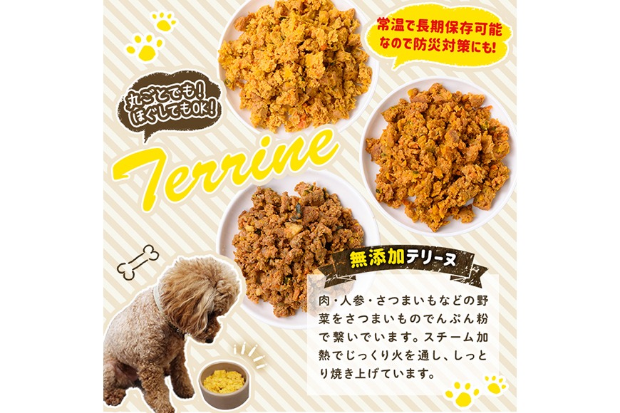 a1084 《種類・配送が選べる》＜保存料・着色料 不使用＞愛犬用無添加テリーヌ レトルトパック 牛テリーヌ(2袋～21袋・3回・6回・12回定期便)【Nフードサービス】姶良市 牛 テリーヌ 犬 ドッグ ペット フード エサ レトルト おやつ ごはん ご飯 間食 ご褒美
