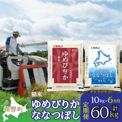 ふるさと納税 壮瞥町 【令和7年産】【6ヶ月定期】(精米10kg)食べ比べセット(ゆめぴりか、ななつぼし) SBTD134