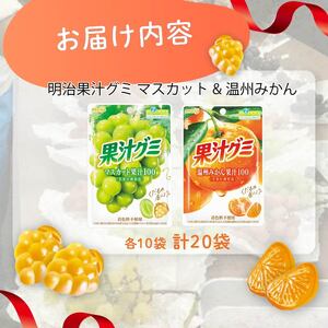 明治 果汁グミ マスカット ＆ 温州みかん 計 20袋 グミ
