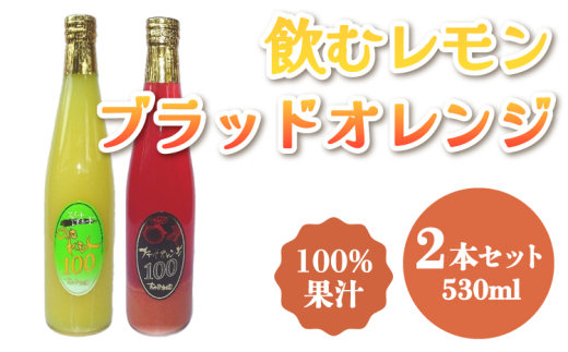 
ジュース 飲むレモン・ブラッドオレンジ 100％ジュース 530ml×2本セット
