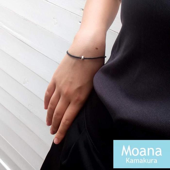 【ふるさと納税】【レディース】シルバー＆牛革ブレスレット Black