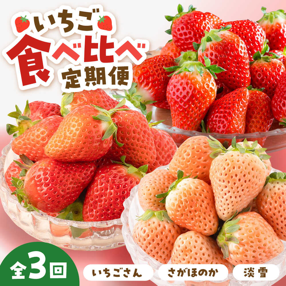 【ふるさと納税】【先行予約 2027年1月〜発送】【3回定期便】いちご 3品種 食べ比べ 定期便【岸川農園】農家直送 希少 苺 いちご イチゴ 白イチゴ 果物 フルーツ 淡雪 いちごさん さがほのか 佐賀県 白石町 白石 [IAP022]