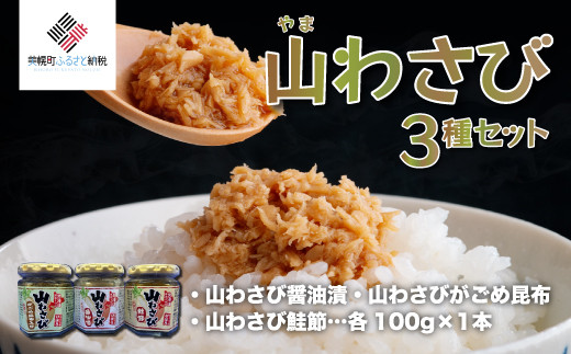 
山わさび 3種セット(醤油漬・がごめ昆布・鮭節)【配送不可地域：離島】 ふるさと納税 人気 おすすめ ランキング 山わさび 山山葵 山ワサビ セット 醤油漬 がごめ昆布 鮭節 珍味 北海道 美幌町 送料無料 BHRG056
