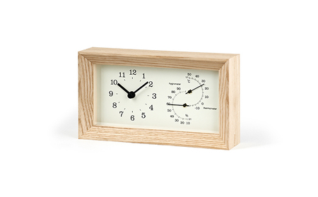 FRAME［温湿度計付］/ ナチュラル（LC13-14 NT）レムノス Lemnos 時計 民芸品 工芸品 伝統技術 インテリア  FAD-0797
