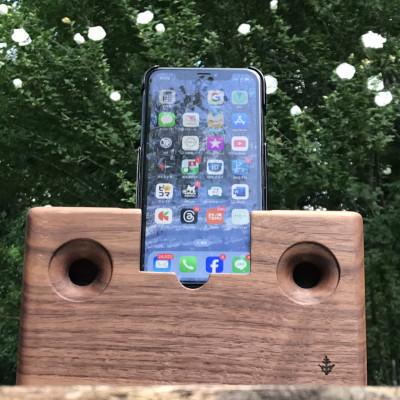 ふるさと納税 原村 木製スマホスピーカー アウル　ウォールナット |  | 01