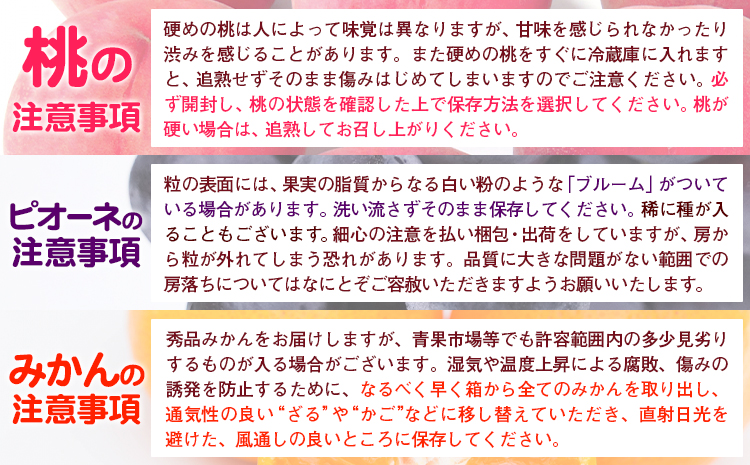 人気フルーツ全3回（7月・9月・11月）定期便 厳選館《7月上旬-11月末頃出荷》和歌山県 日高川町 果物 フルーツ 和歌山の 桃 種なし ピオーネ 有田 みかん 送料無料【配送不可地域あり】