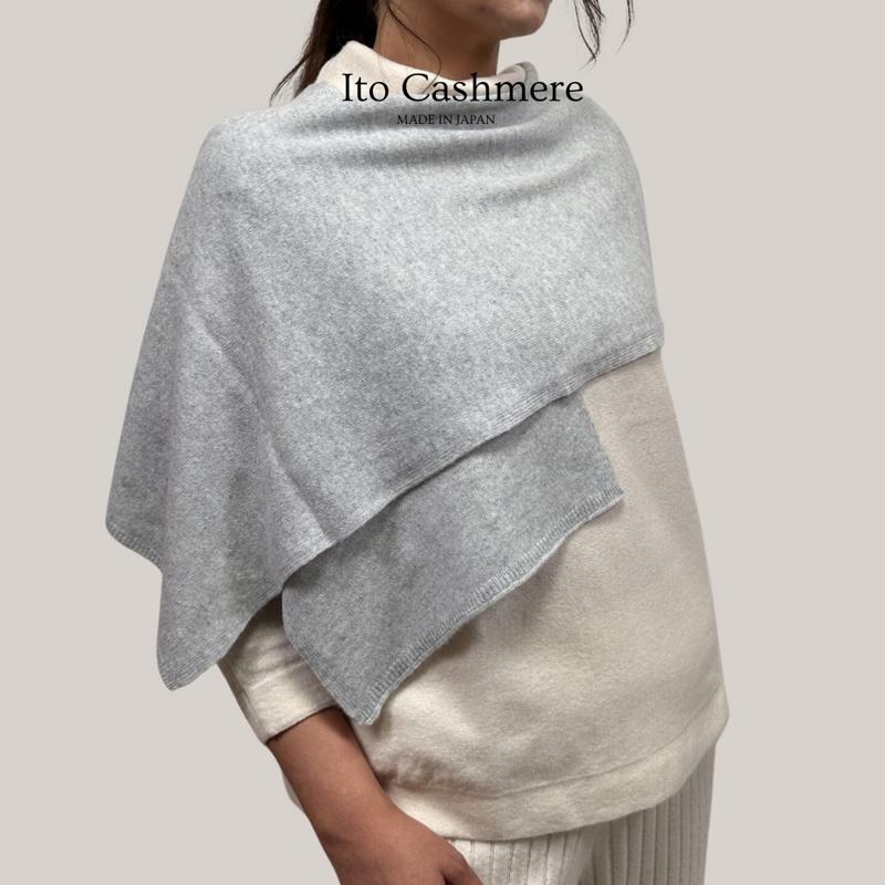 100％ピュアカシミヤ・マフラー ライトグレー フリンジ無し【高級 カシミア おしゃれ ファッション 防寒 かしみあ】 G3593