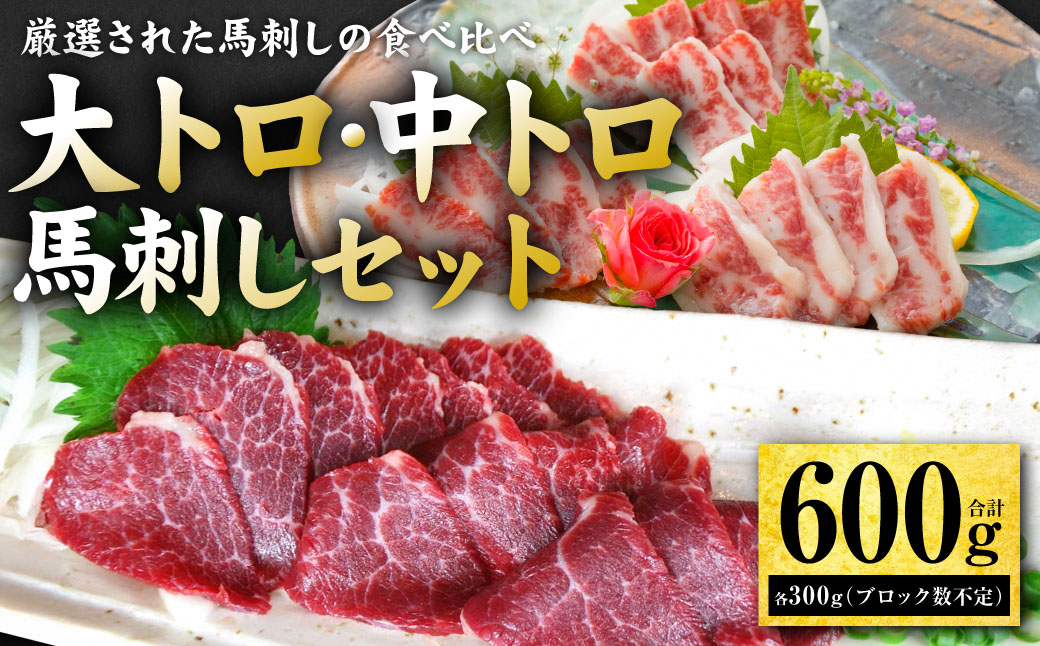 大トロ・中トロ馬刺しのセット 600g (各300g) 馬さし お肉 馬肉 刺身 刺し身 馬刺し 馬刺しブロック 霜降り おかず おつまみ 熊本県 八代市