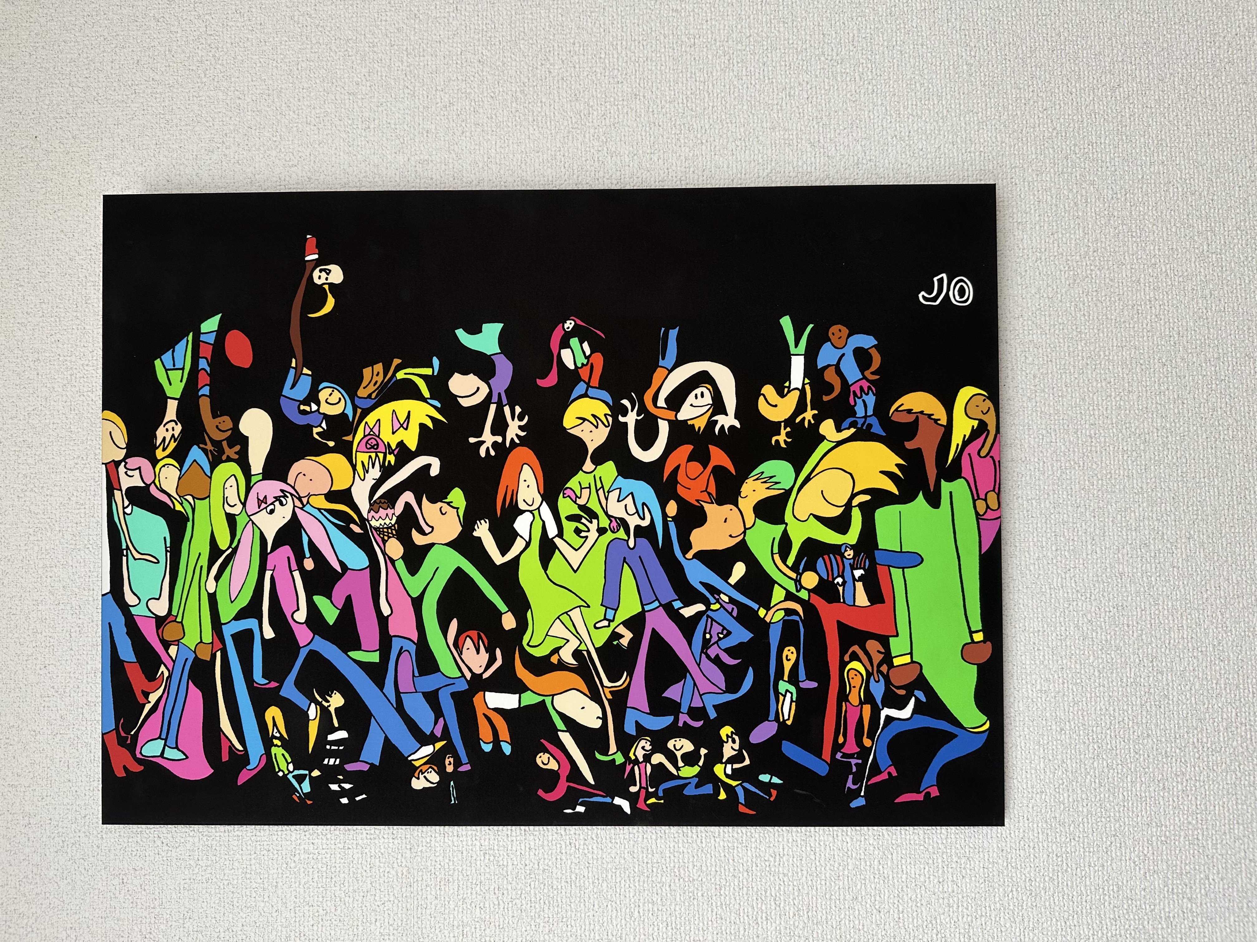 
            絵画『みんなです（黒バージョン）』
          