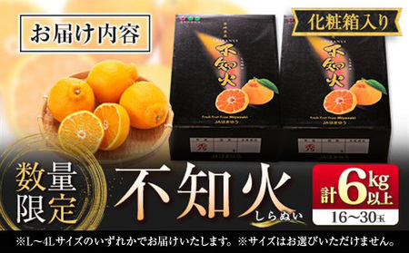先行予約 不知火 計6kg以上 黒箱 化粧箱入り 期間限定 数量限定 果物 フルーツ くだもの 柑橘 みかん 令和8年発送 みかんジュース デザート おやつ 人気 おすすめ 国産 食品 ギフト 贈り物