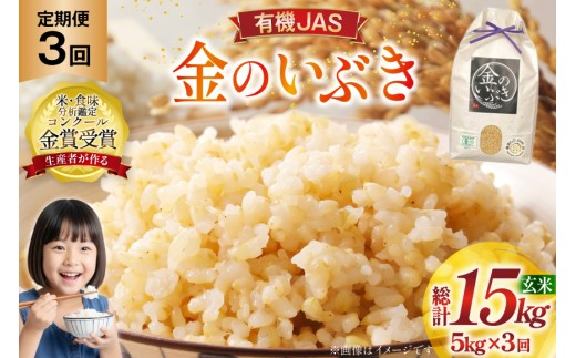 米 3回 定期便 令和8年産 金のいぶき 5kg×3回 合計15kg 有機JAS 玄米 [農家の蔵出し米生産組合 山形県 高畠町 tk06ays900008] コメ ご飯 ごはん お米 ブランド米