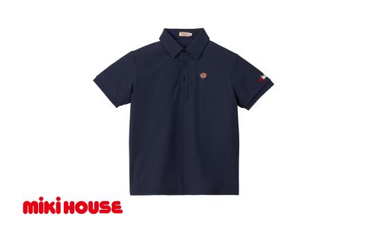 ミキハウス エンブレム半袖ポロシャツ 大人用 紺－M （10-5573-496） 【 ミキハウス mikihouse 大人用 半袖 ポロシャツ 紺 黒 上品 柔らかい 丈夫 長持ち シンプル ギフト お祝い プレゼント スポーツ ゴルフ 親子コーデ 国産 日本製 安心 安全 】