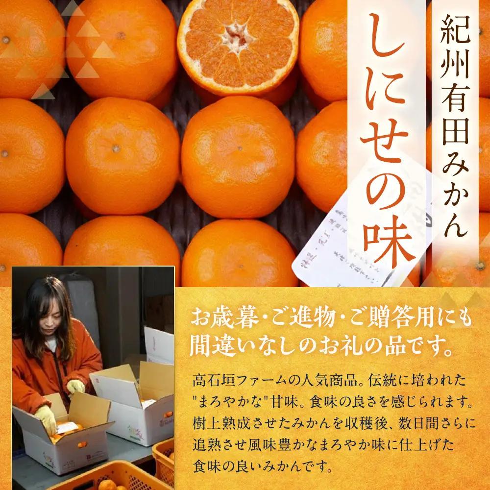 有田みかん 約3kg みかん 2S～2Lのいずれか 秀品または優品 しにせの味