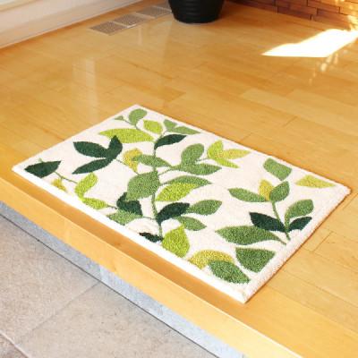 ふるさと納税 海南市 玄関マット　50×80cm　ウィルトン織り　日本製　風水　リーフグリーン