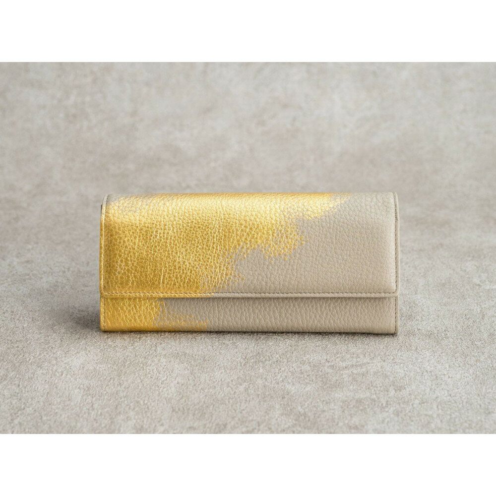 【ふるさと納税】レザー長財布・グレー（永遠色） | ファッション 小物 長財布 レザー 永遠色 金沢市 雑貨 人気 おしゃれ 収納 高級感 ギフト プレゼント 革財布 日本製 手作り 職人技 伝統工芸 人気 おすすめ 送料無料