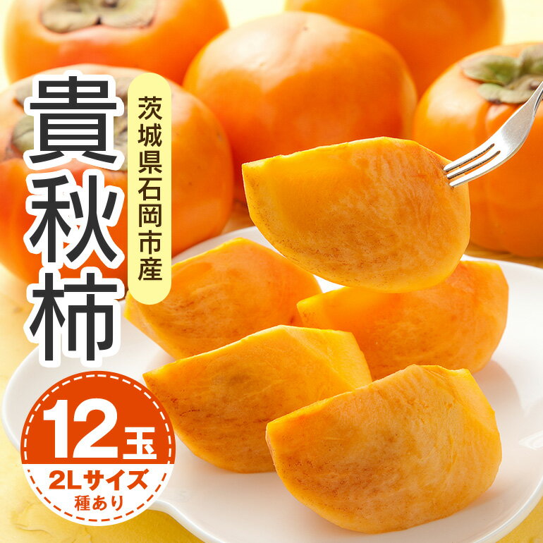 【ふるさと納税】【 2025年 先行予約 】 貴秋柿 2L 12玉 （鈴木柿園） 柿 甘い柿 糖度高い 貴秋かき 大玉 カキ 甘い 果物 フルーツ くだもの カキ 貴秋かき 秋 旬 甘柿 贈答用 贈答品 ギフト 贈り物 品種 10月 11月 発送 産地直送 農家直送 茨城県 石岡市 送料無料 (A08-004)