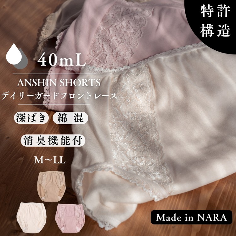 
                  【ANSHIN SHORTS】デイリーガードフロントレース(消臭機能付)40ml対応　同色2枚組
※着日指定不可
                